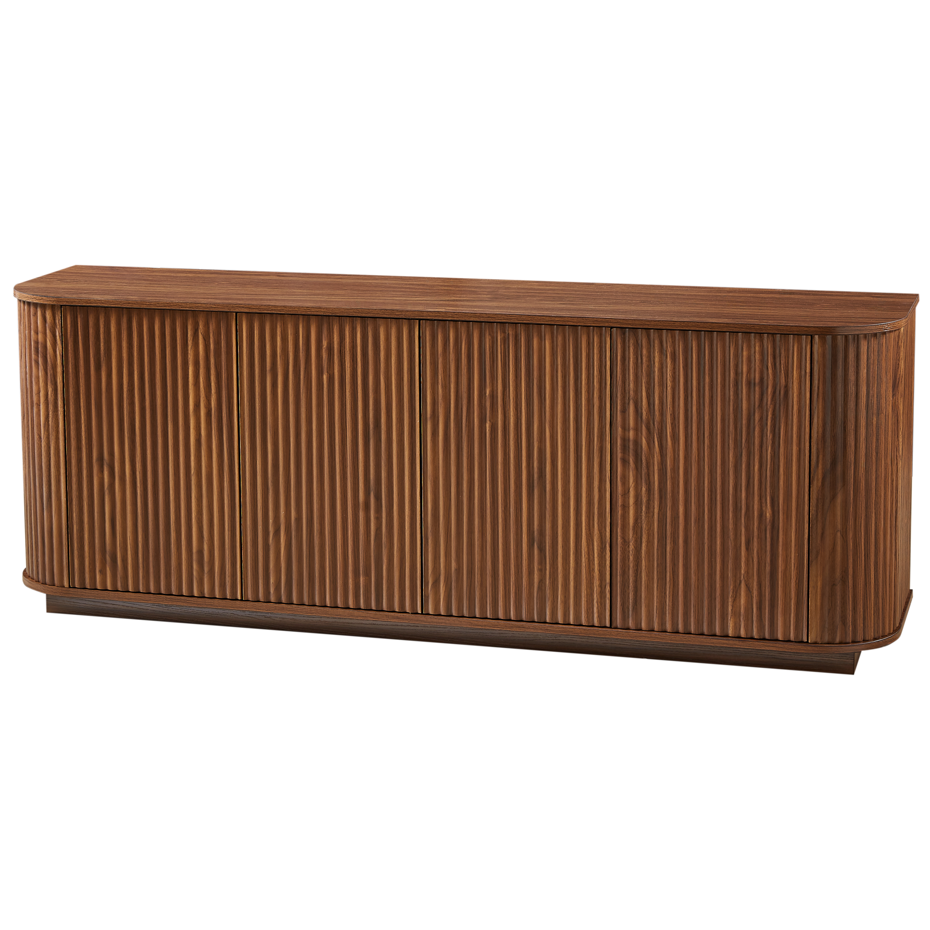 Martin Walnut MDF Contemporary Sideboard Cabinet with Wave Pattern Design - MidinMod