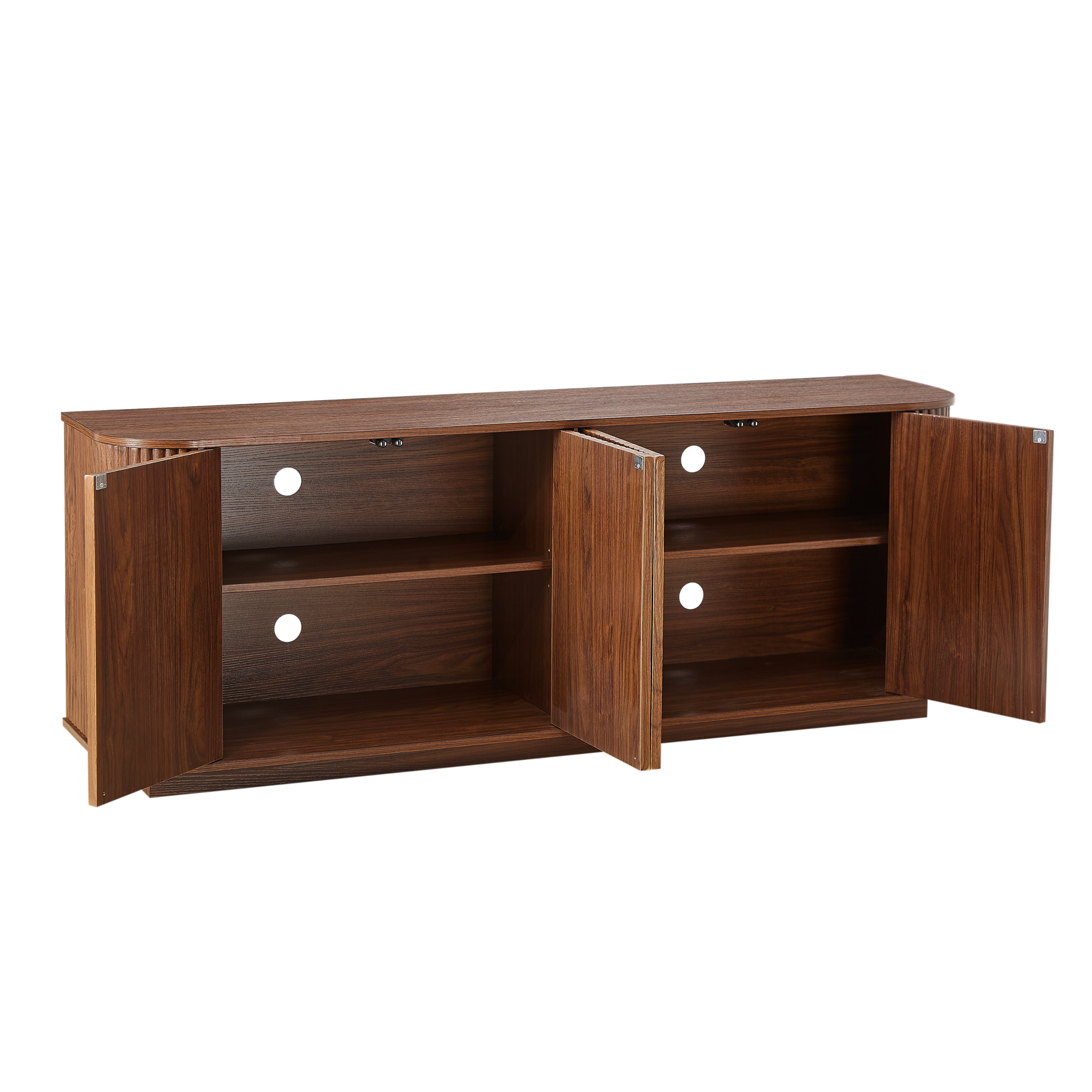 Martin Walnut MDF Contemporary Sideboard Cabinet with Wave Pattern Design - MidinMod