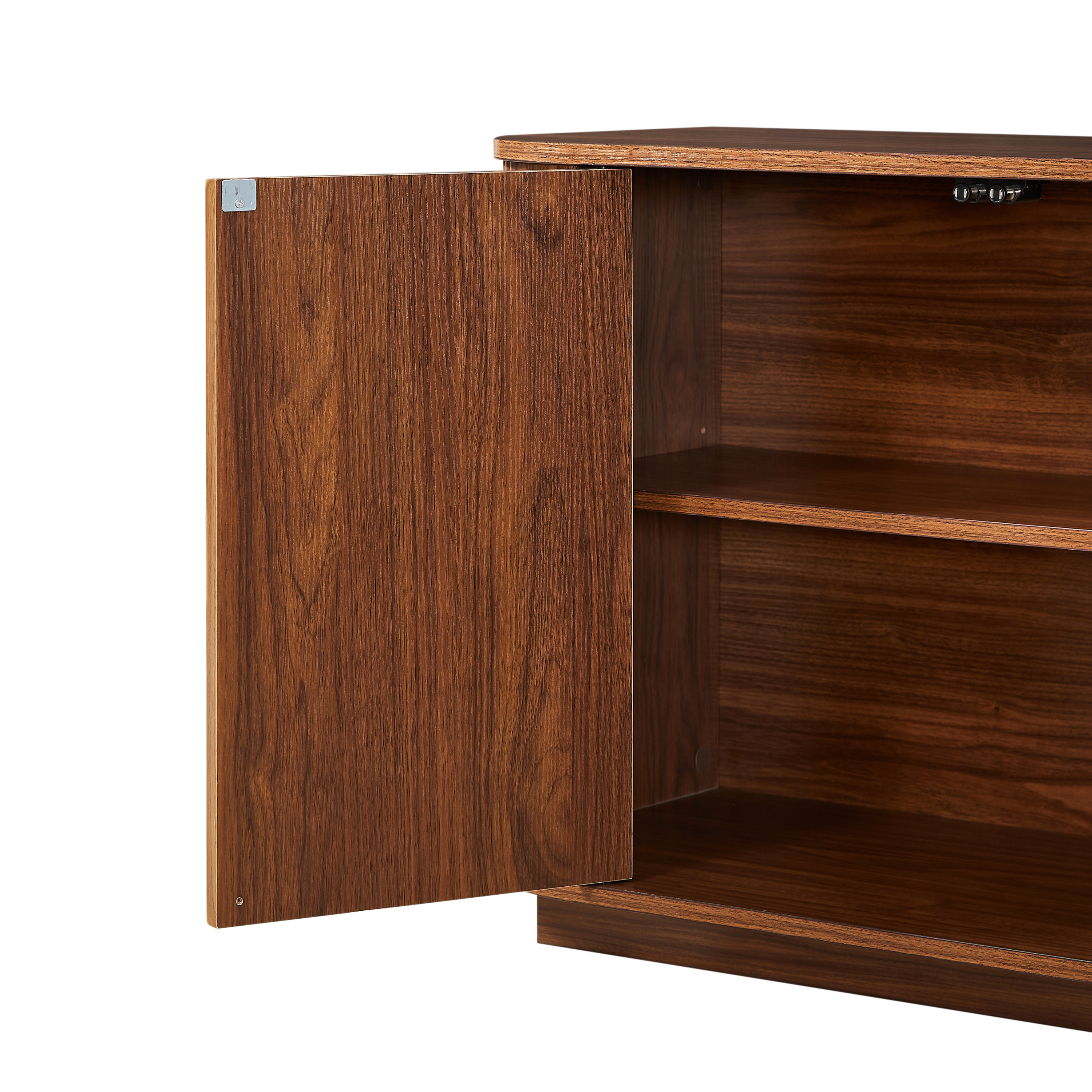 Martin Walnut MDF Contemporary Sideboard Cabinet with Wave Pattern Design - MidinMod
