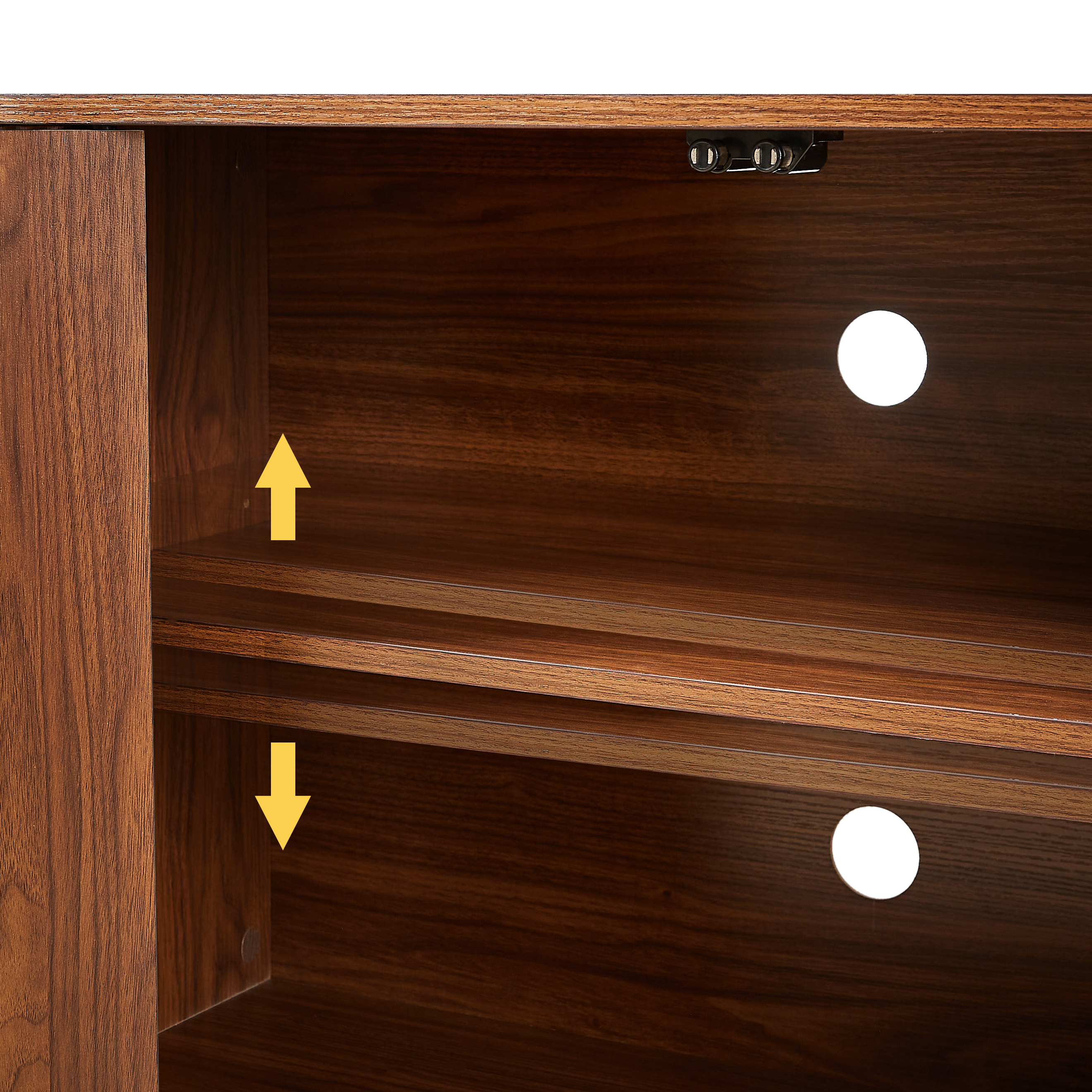 Martin Walnut MDF Contemporary Sideboard Cabinet with Wave Pattern Design - MidinMod