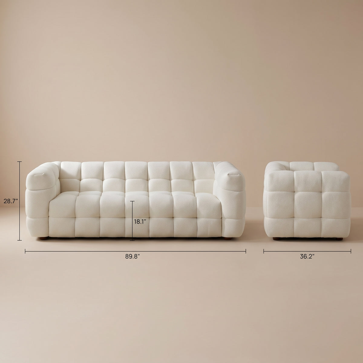 Mirage Modern Cream Boucle 3-Seater Sofa | MidinMod