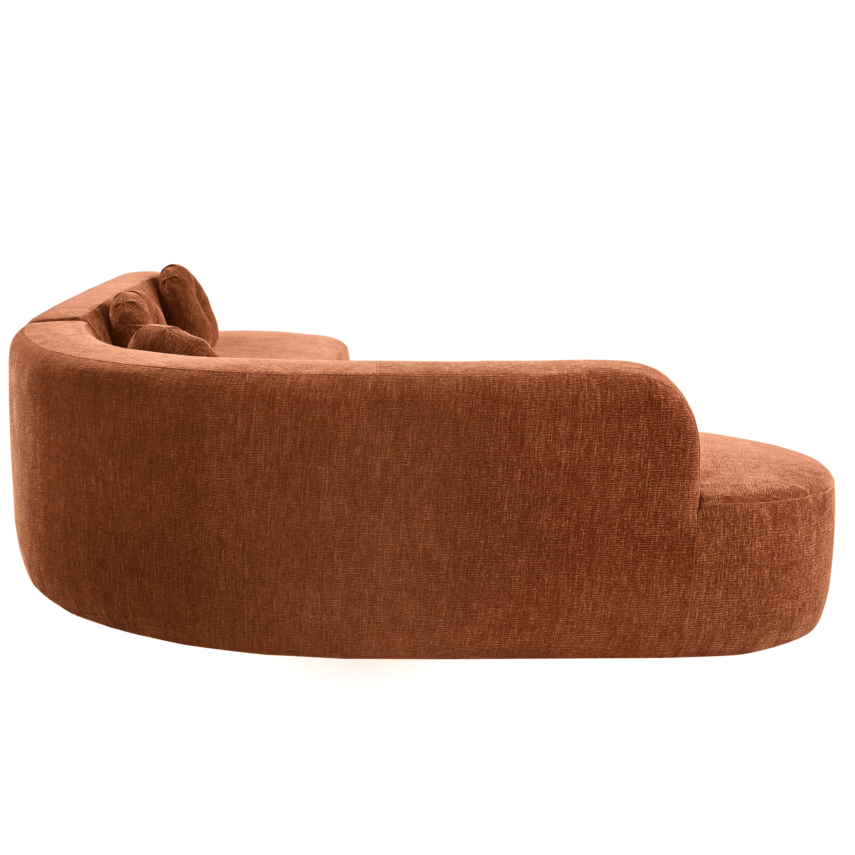 Mirod Burnt Orange Chenille 4-Seat Corner Sofa with Curved Design and Plush Comfort - MidinMod