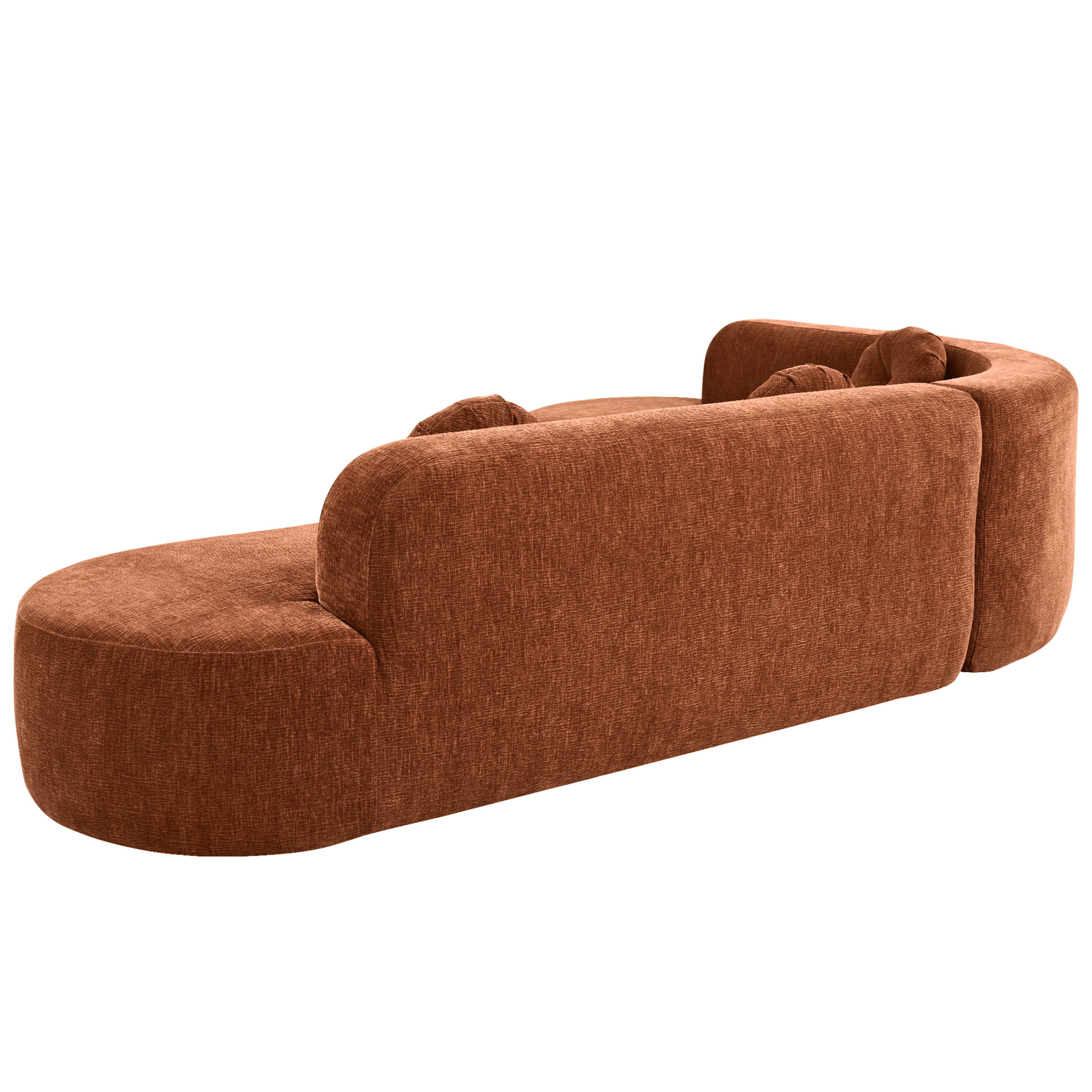 Mirod Burnt Orange Chenille 4-Seat Corner Sofa with Curved Design and Plush Comfort - MidinMod