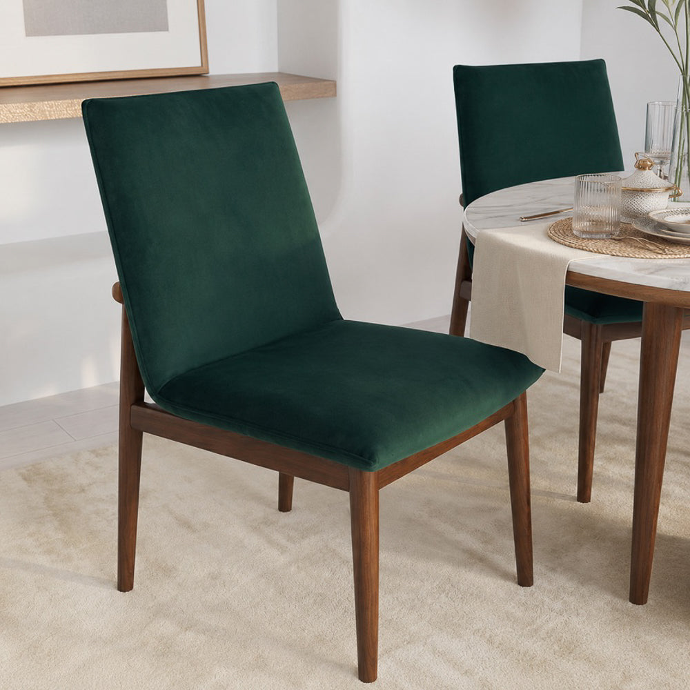 Moss Dark Green Velvet Dining Chairs | Mid-Century Side Chairs | MidinMod