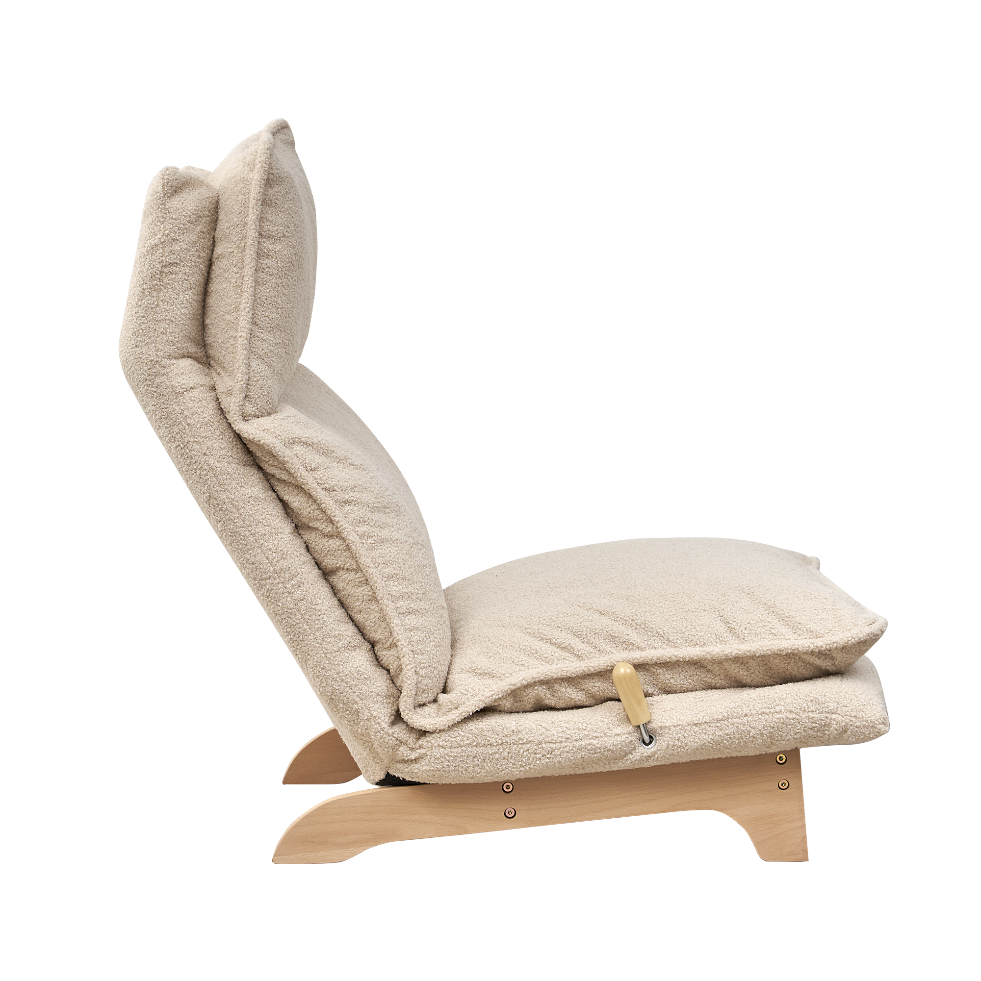 Sanem Beige Metal Folding Sofa Bed Chair with Adjustable Recline and Cotton Filling - MidinMod