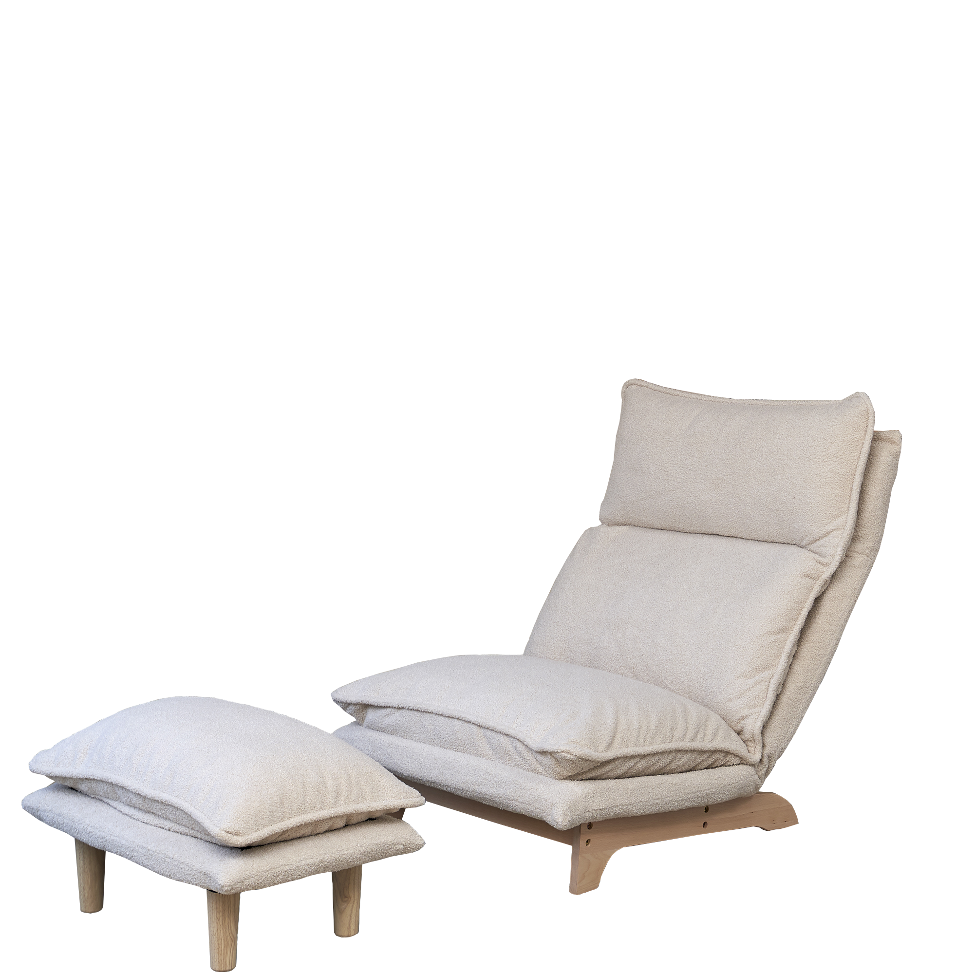 Sanem Beige Metal Folding Sofa Bed Chair with Adjustable Recline and Cotton Filling - MidinMod