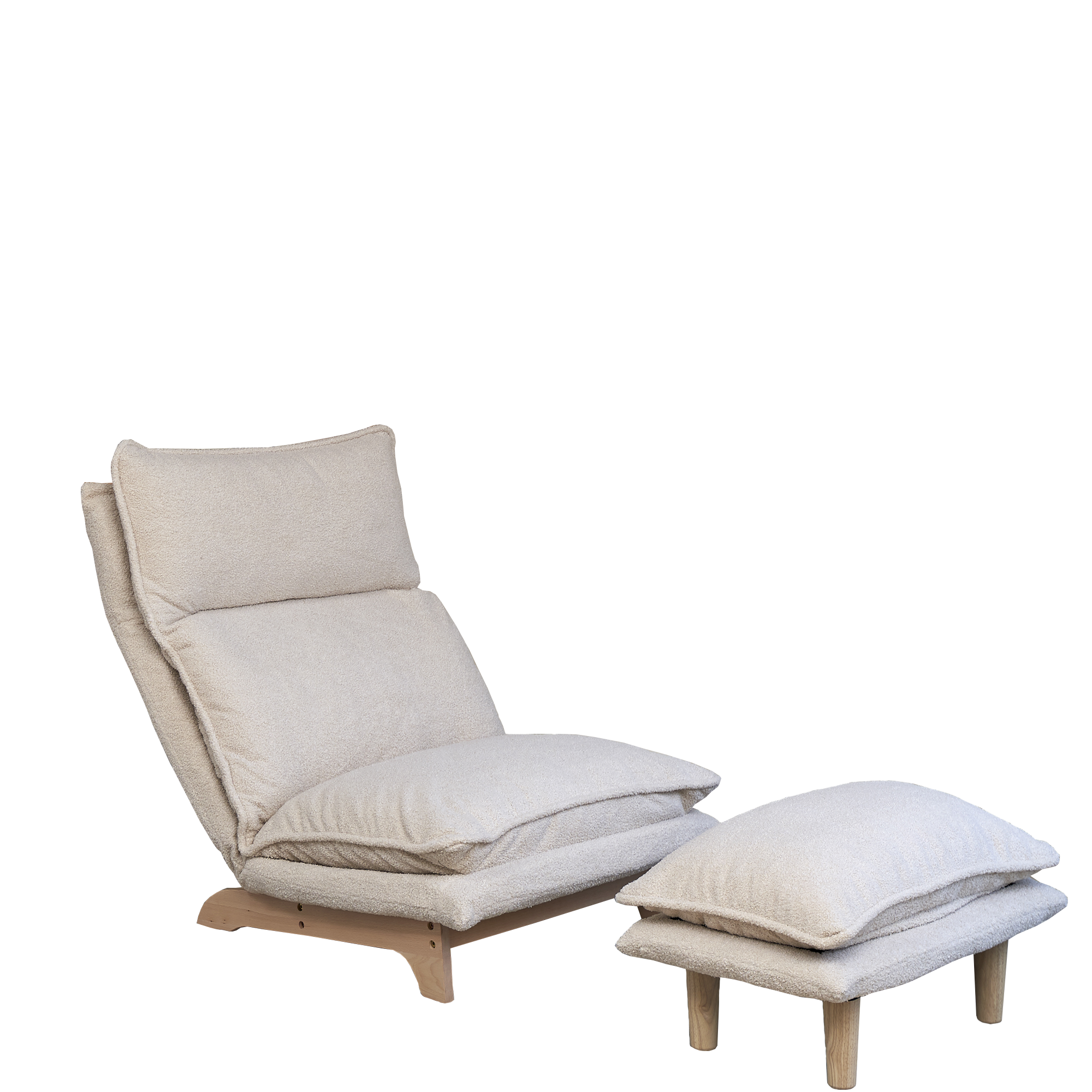 Sanem Beige Metal Folding Sofa Bed Chair with Adjustable Recline and Cotton Filling - MidinMod