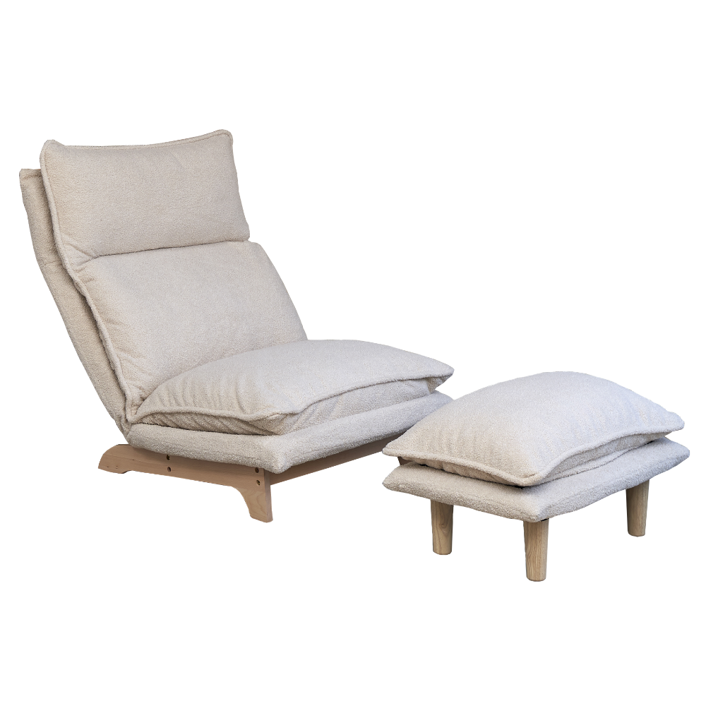 Sadem Foldable Metal Frame - Beige Reclining Single Lounge Chair