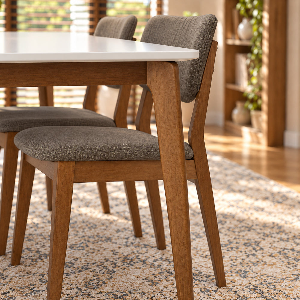 Selena 59-Inch Modern White & Walnut Solid Wood Dining Table | MidinMod