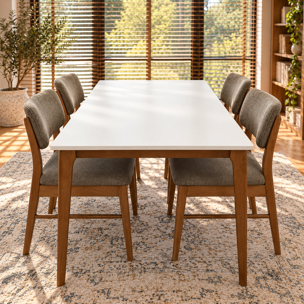Selena 59-Inch Modern White & Walnut Solid Wood Dining Table | MidinMod
