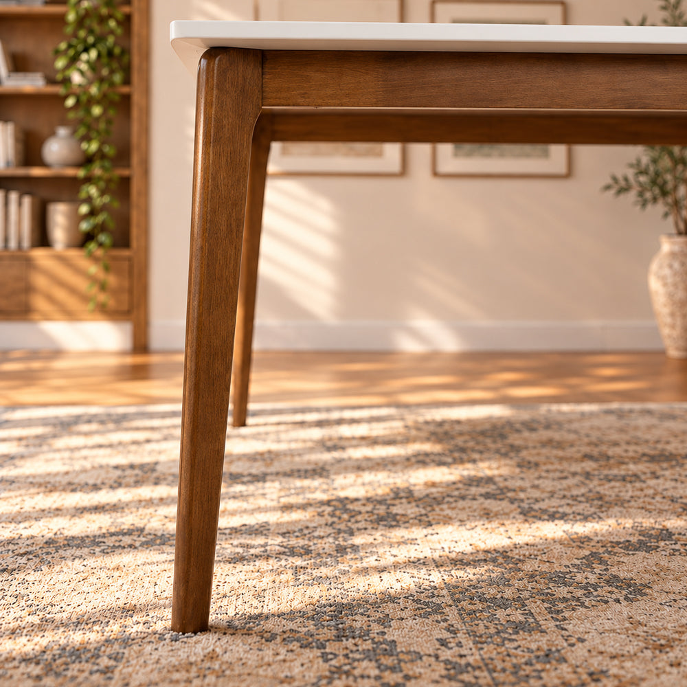 Selena 59-Inch Modern White & Walnut Solid Wood Dining Table | MidinMod