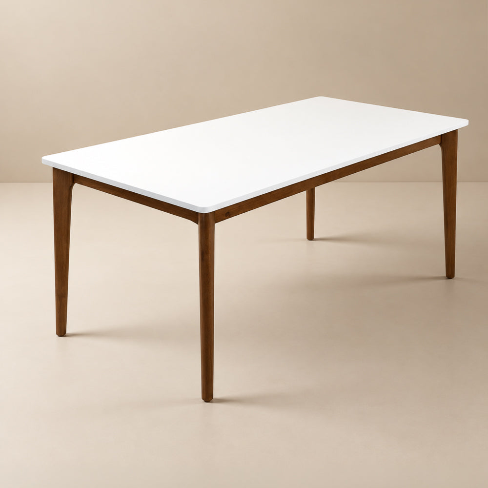 Selena 59-Inch Modern White & Walnut Solid Wood Dining Table | MidinMod
