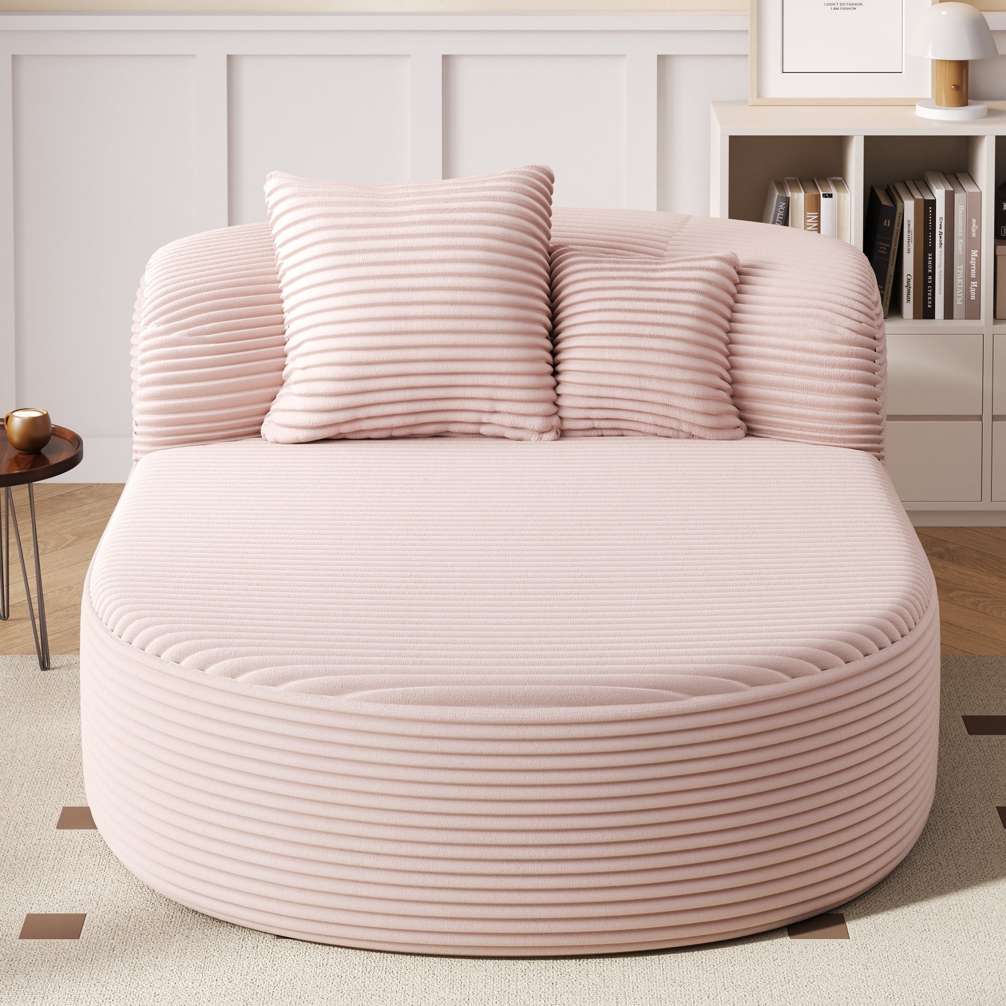 Serta Modern Pink Corduroy Chaise Lounge with Ultra-Soft Cushioning - MidinMod