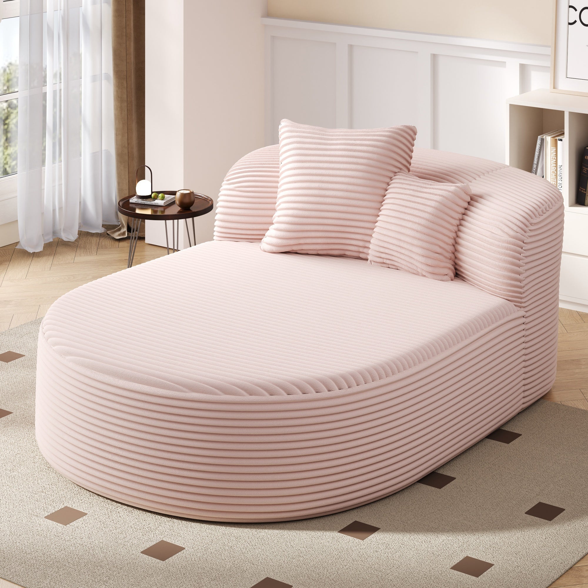 Serta Modern Pink Corduroy Chaise Lounge with Ultra-Soft Cushioning - MidinMod