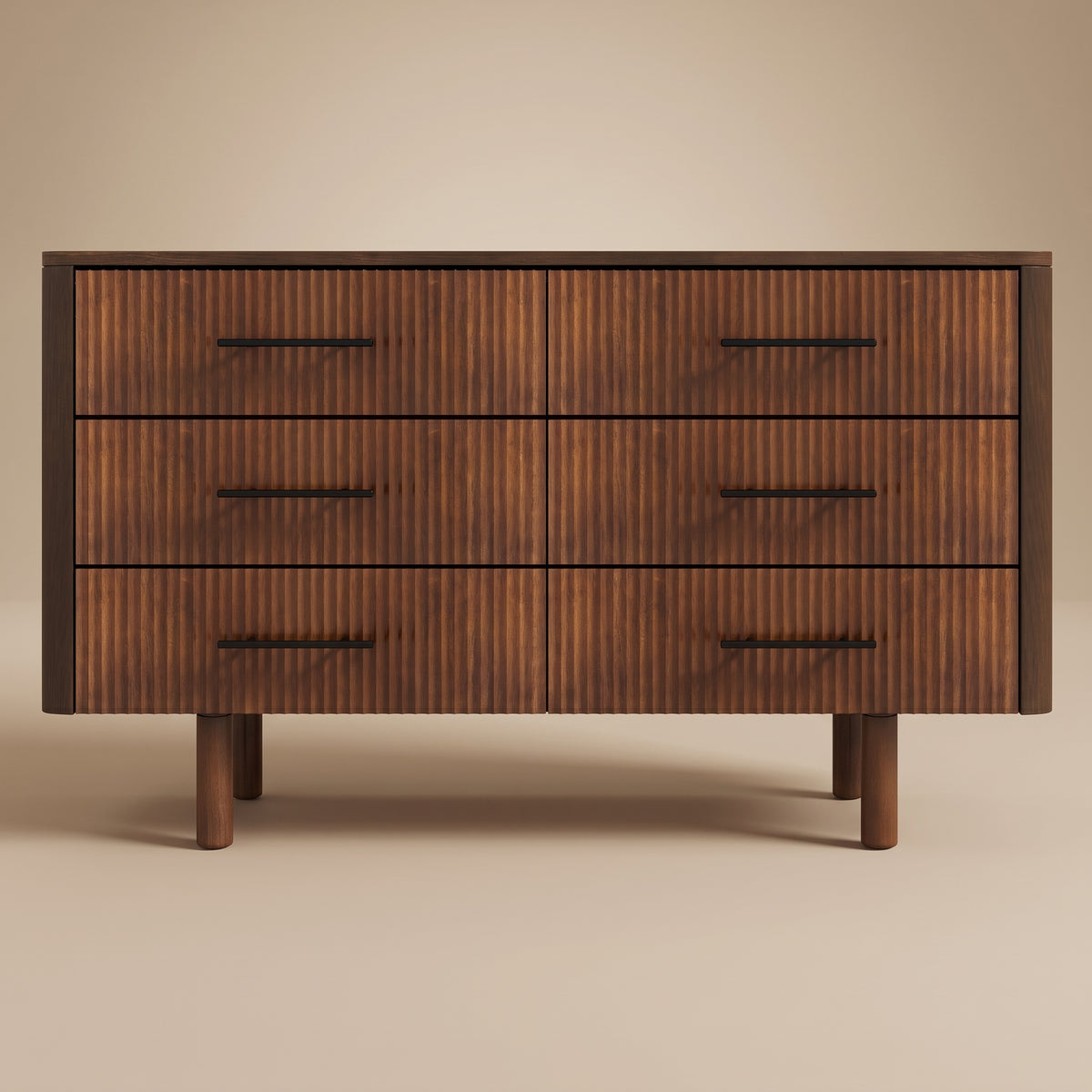 Stanley 6-Drawer Mid-Century Modern Walnut Wood Dresser | MidinMod