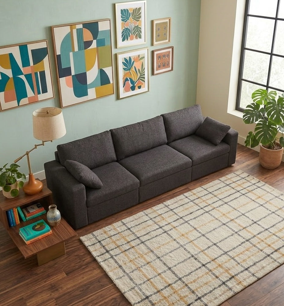 Texas Dark Gray Modern Modular 3-Piece Sofa | MidinMod