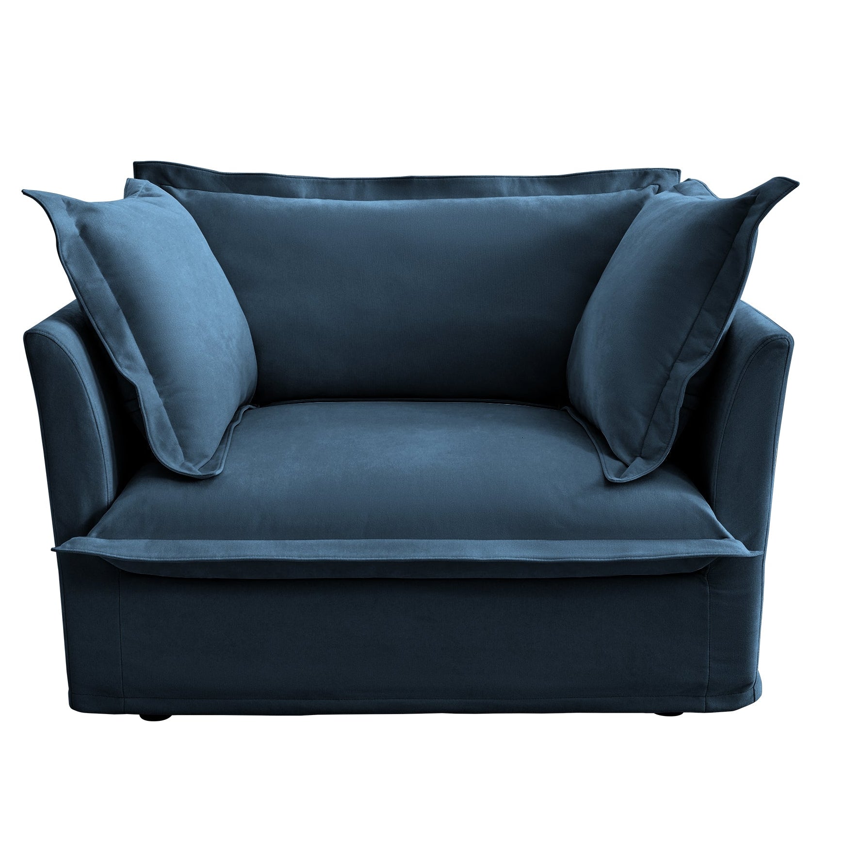 Ticova Modern Blue Chenille Accent Chair with Deep Cushion and High Back - MidinMod