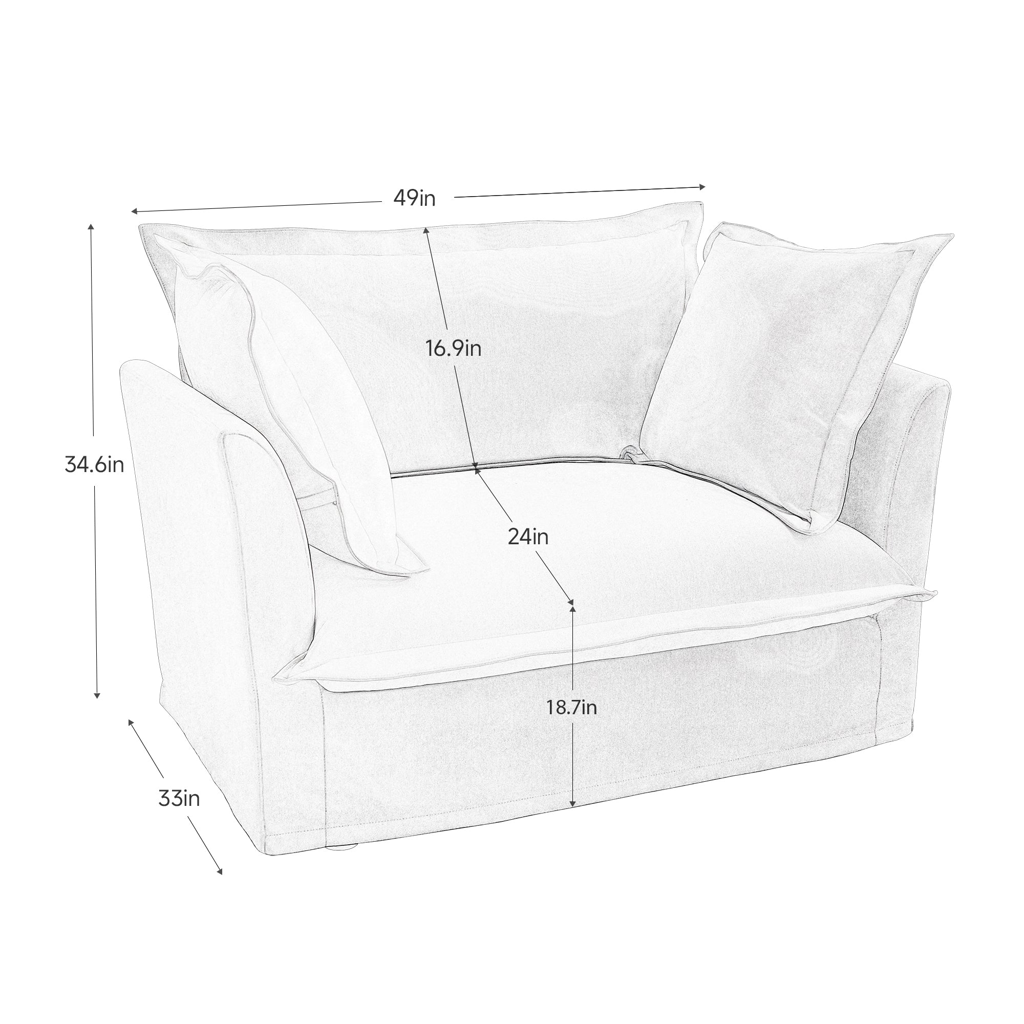 Ticova Modern Blue Chenille Accent Chair with Deep Cushion and High Back - MidinMod