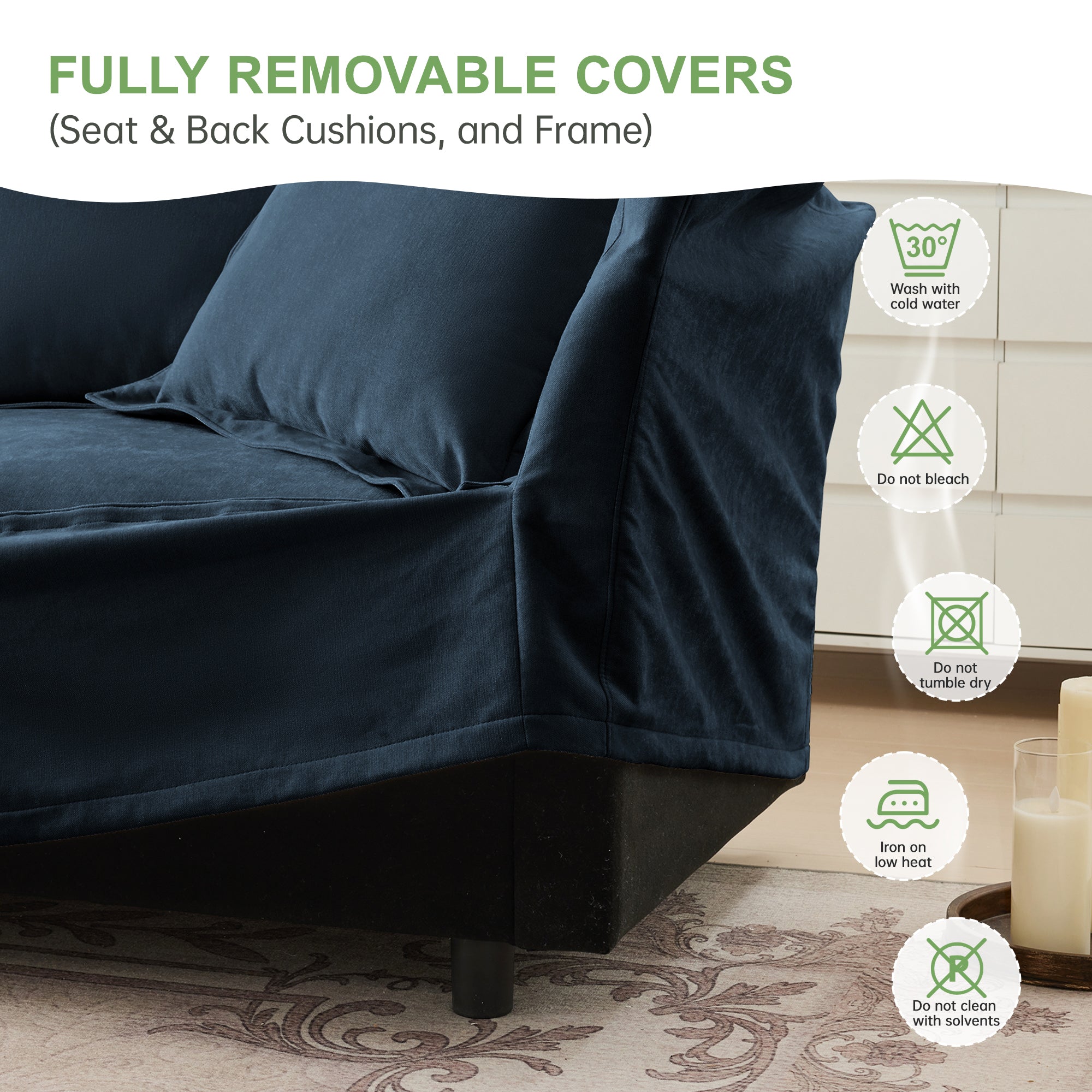 Ticova Modern Blue Chenille Accent Chair with Deep Cushion and High Back - MidinMod