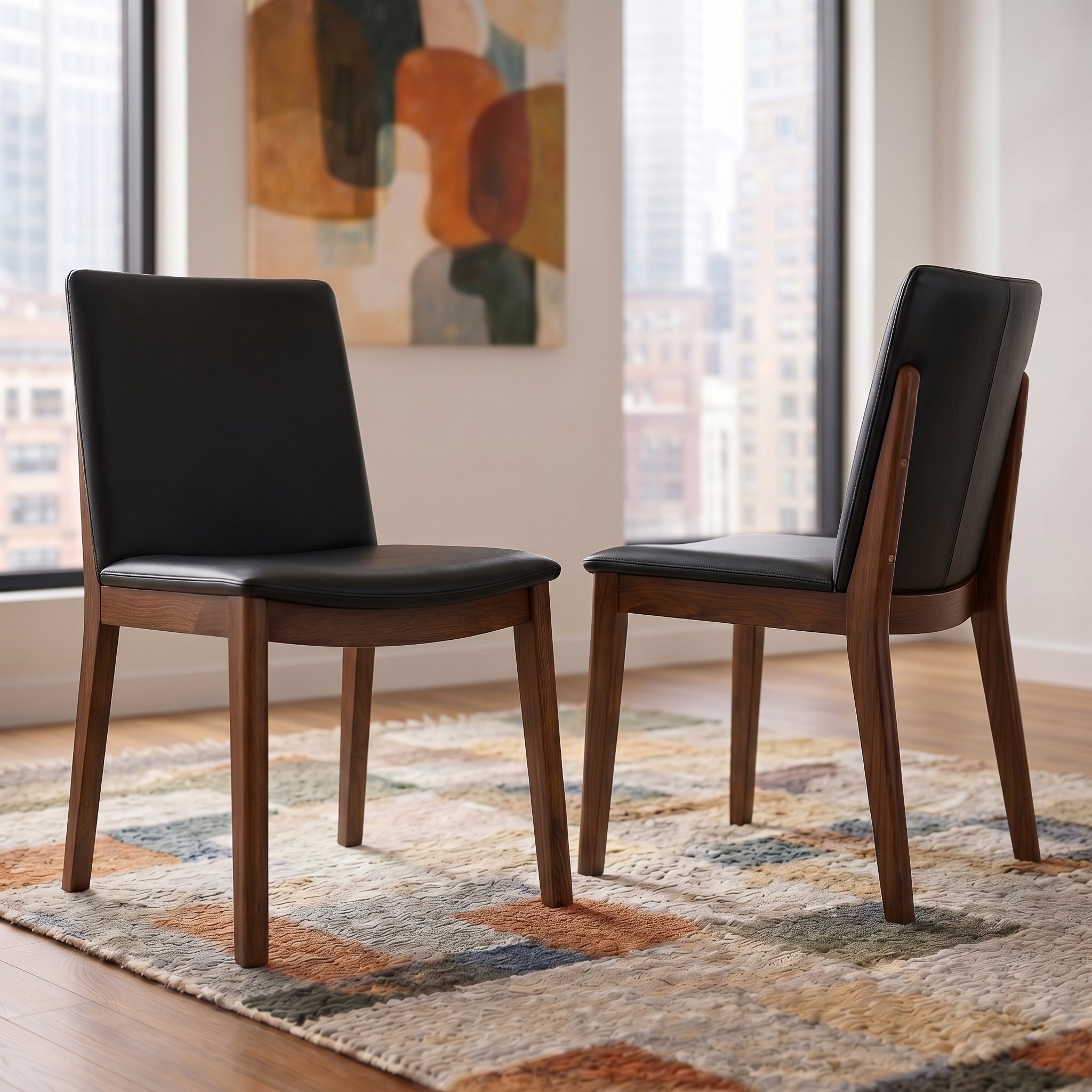 Virginia Mid-Century Modern Scandinavian Dining Chair with Vegan Leather Upholstery | MidinMod