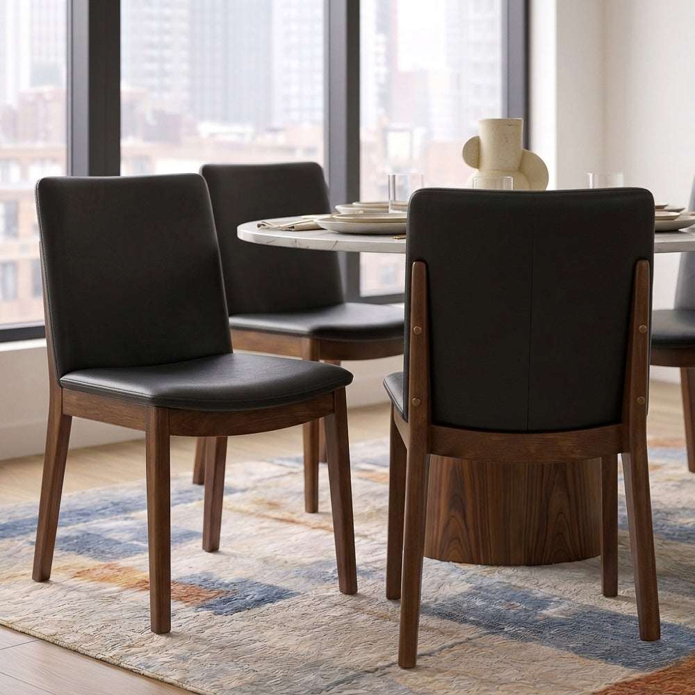 Virginia Mid-Century Modern Scandinavian Dining Chair with Vegan Leather Upholstery | MidinMod