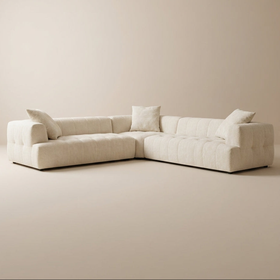 Wade Mid-Century Modern Ivory Boucle Corner Sectional Sofa | MidinMod
