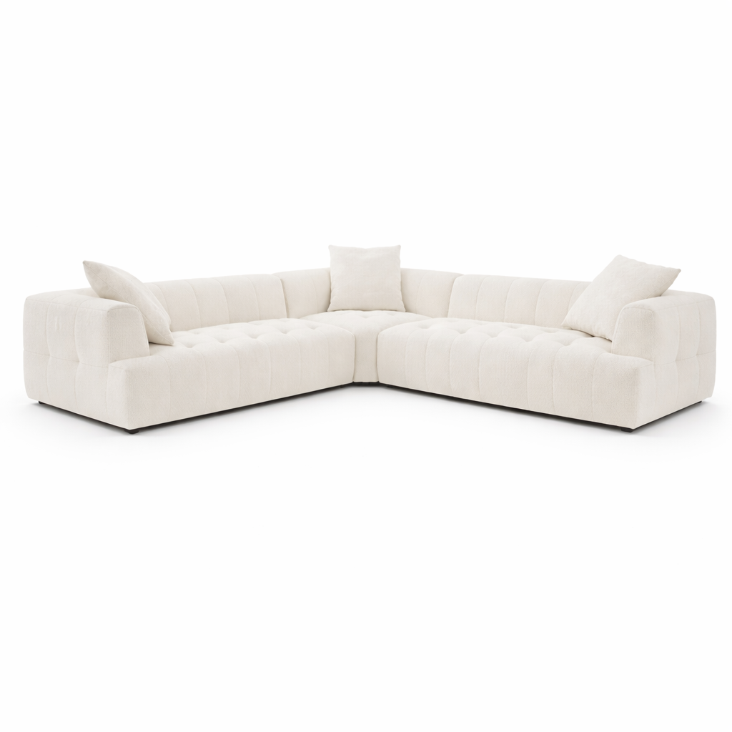 Wade Mid-Century Modern Ivory Boucle Corner Sectional Sofa | MidinMod