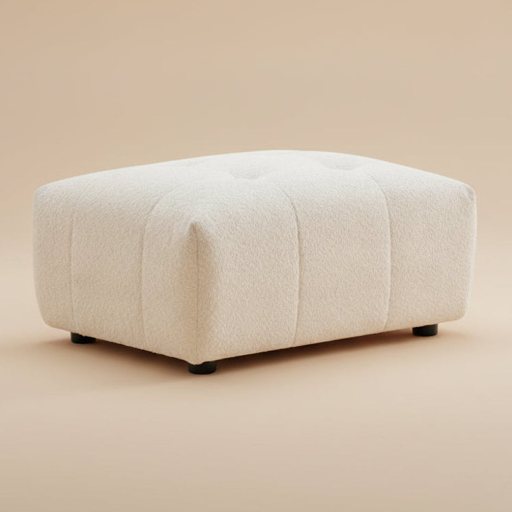 Wade Scandinavian Ivory Boucle Ottoman | MidinMod