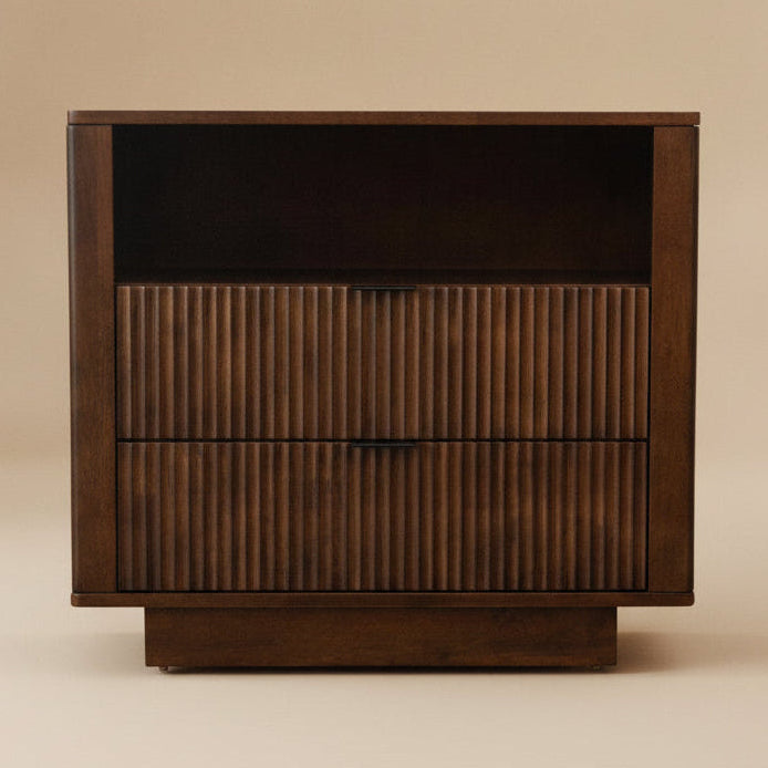 Webster 2 Drawers Solid Wood Nightstand in Walnut | MidinMod