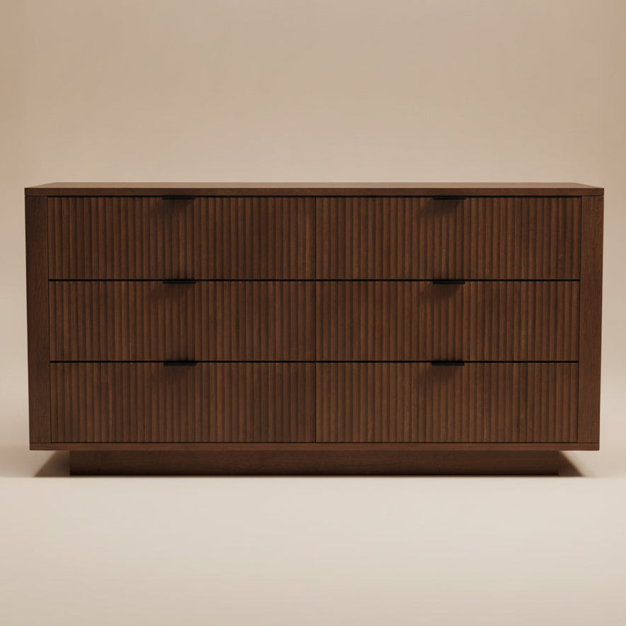 Webster 6-Drawer Mid-Century Modern Fluted Walnut Wood Dresser | MidinMod