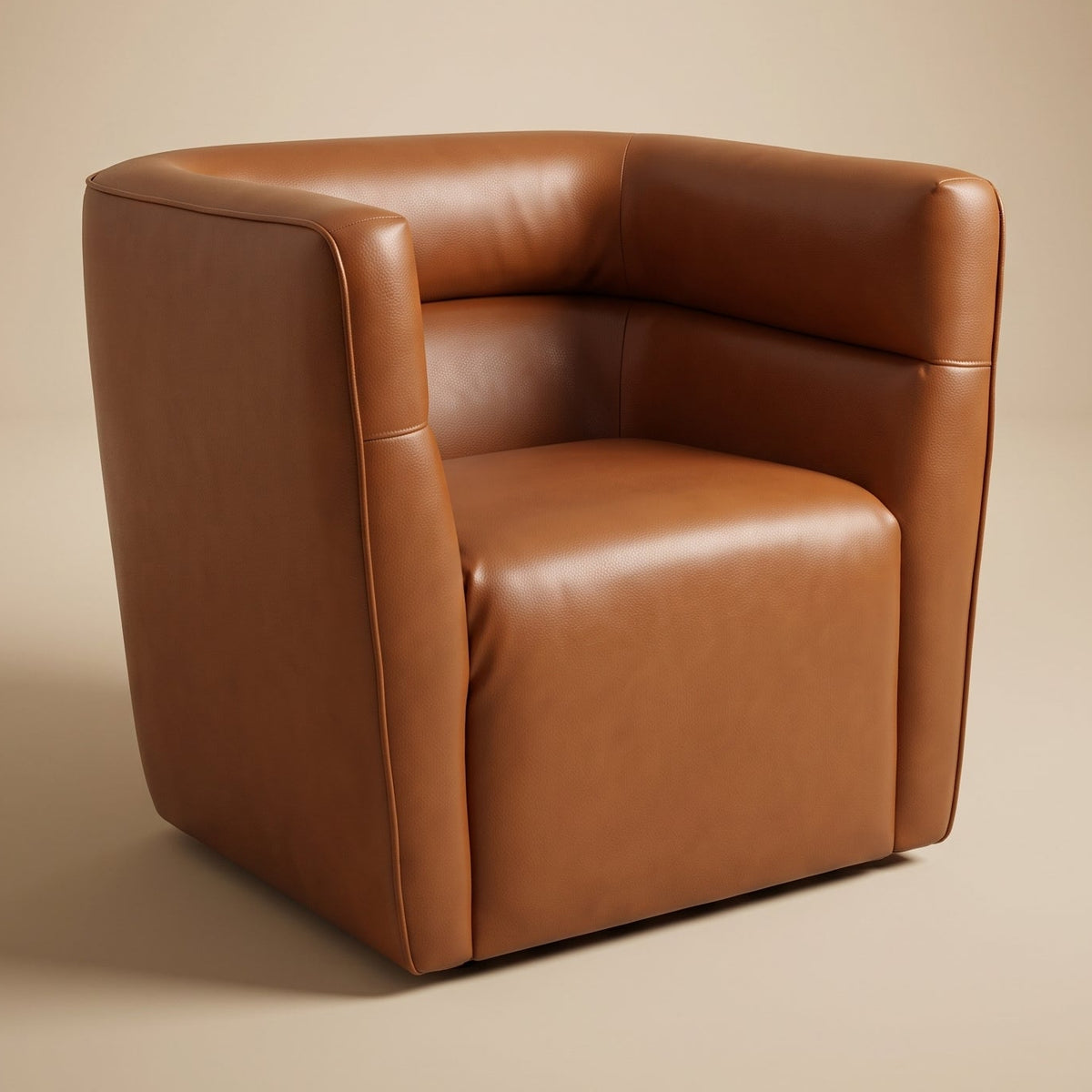 Weimar Mid-Century Modern Swivel Chair - Tan Vegan Leather | MidinMod