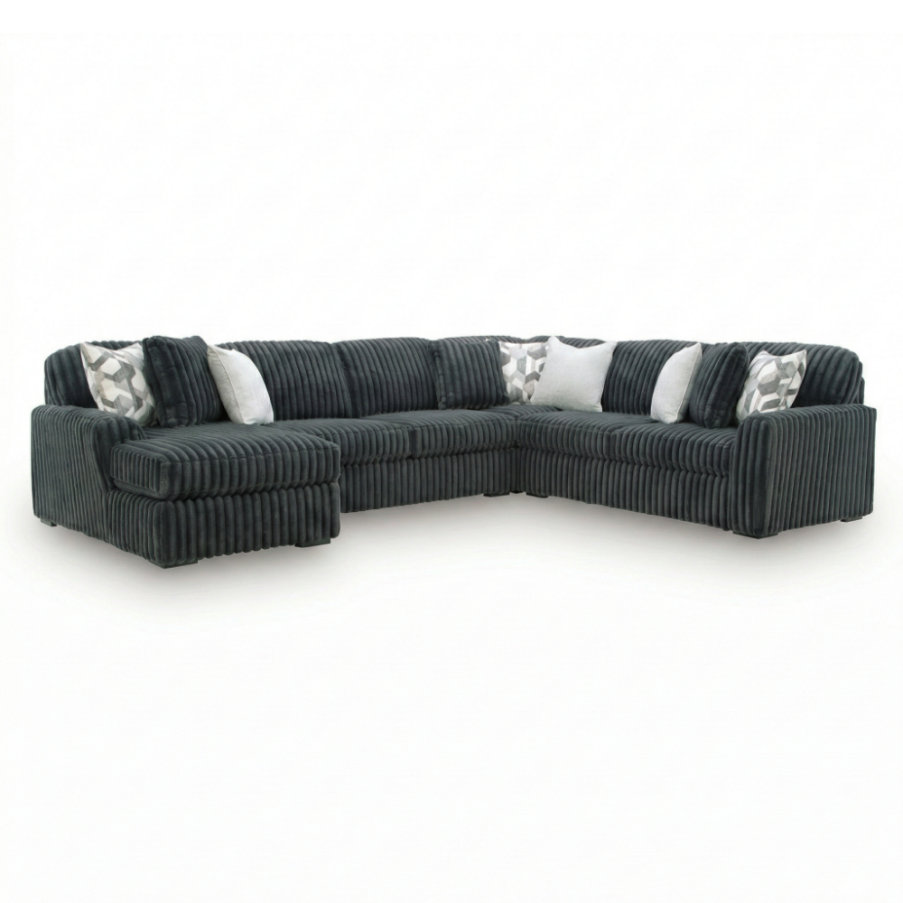 Midnight-Madness 4-Piece Sectional with Chaise - Gunmetal, Left-Arm Chaise