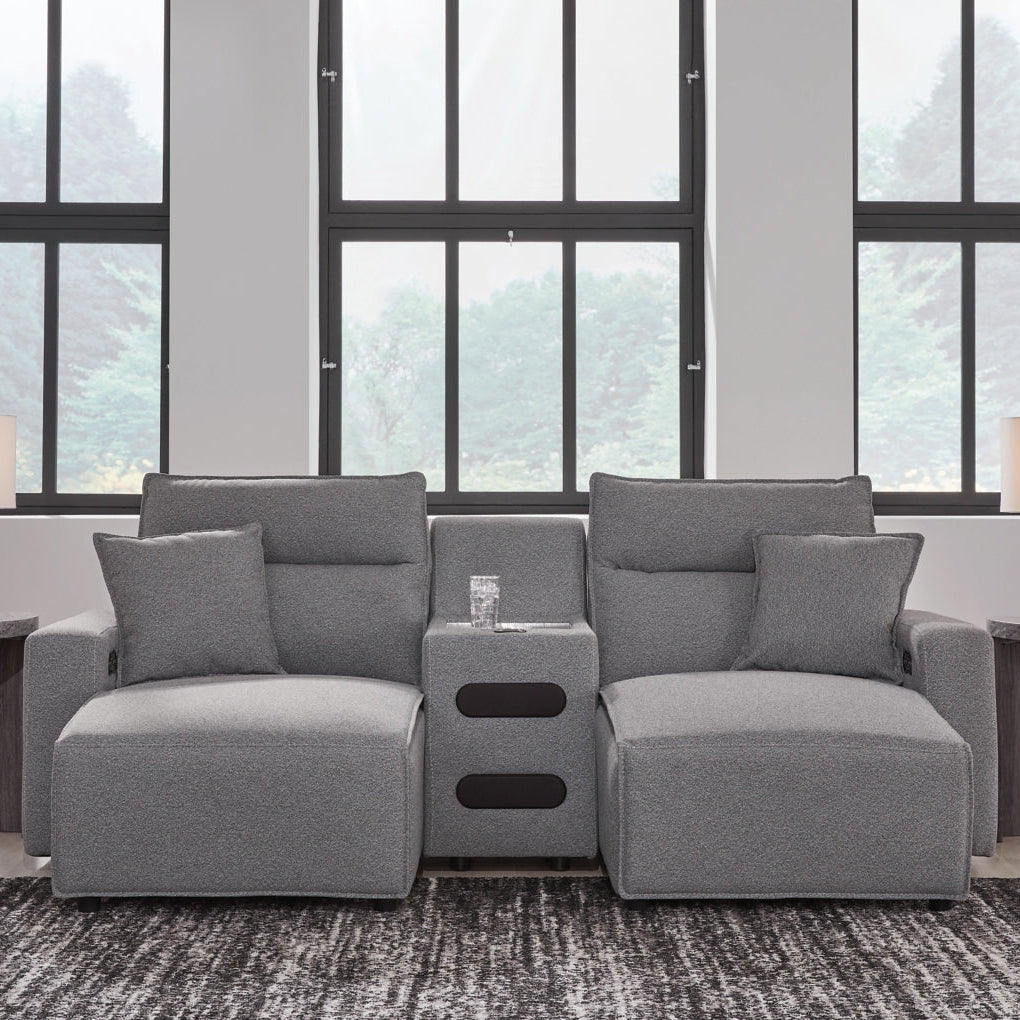 Modmax II 3-Piece Power Reclining Sectional | Modern Double Chaise with Wireless Audio Console | MidinMod