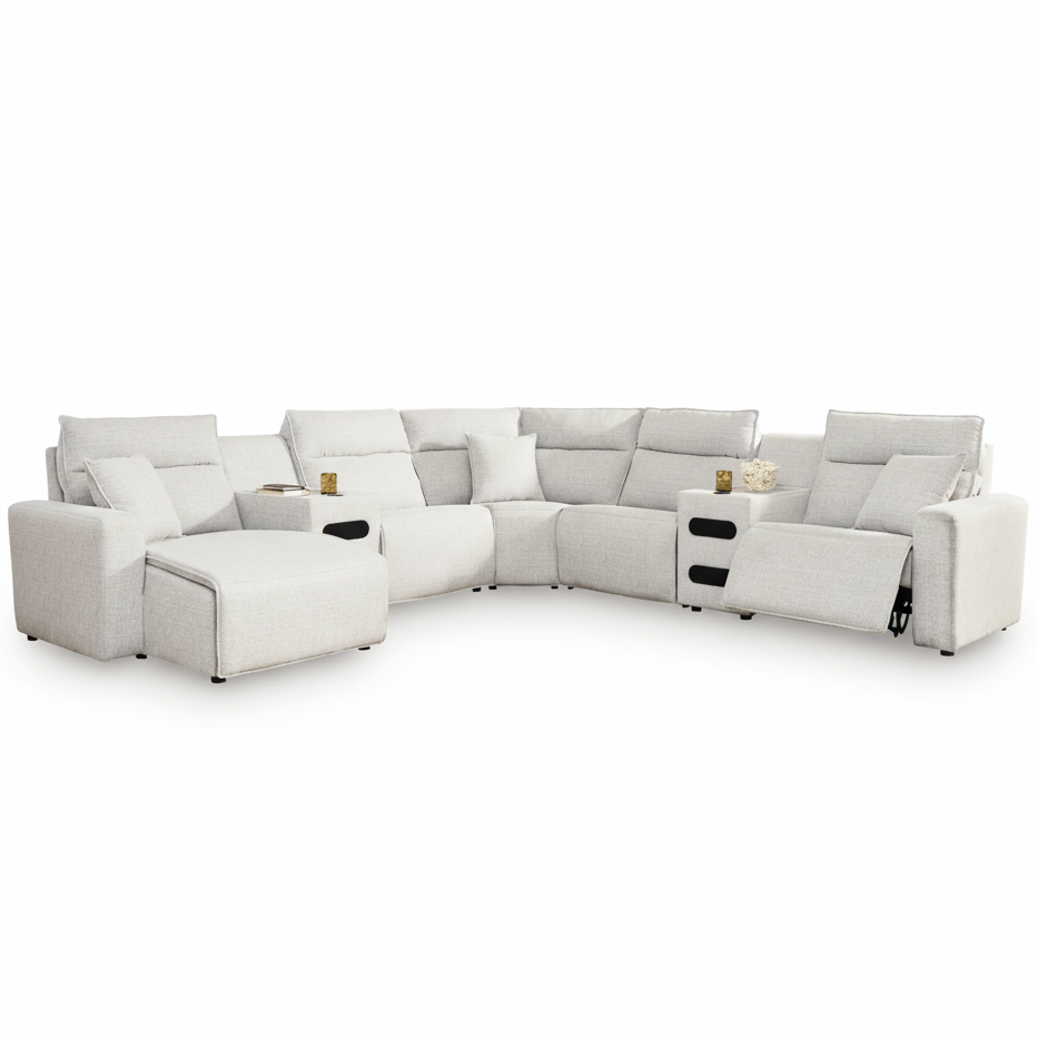 Modmax II 7-Piece Power Reclining Sectional | Modern Entertainment Hub with Performance Fabric | MidinMod