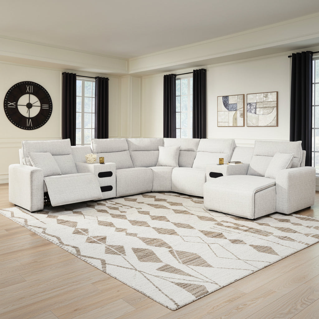 Modmax II 7-Piece Power Reclining Sectional | Modern Entertainment Hub with Performance Fabric | MidinMod
