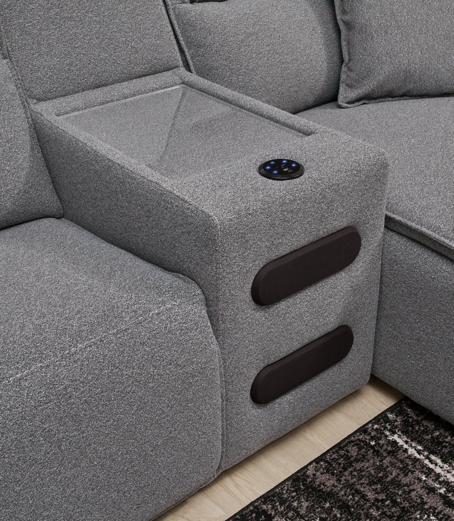 Modmax II 5-Piece Power Reclining Sectional | Modular Double Chaise with Wireless Audio | MidinMod