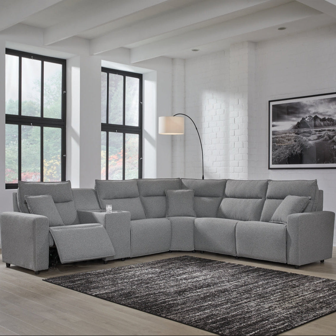 Modmax II Stone 6-Piece Power Reclining Sectional | Modular Performance Sofa | MidinMod