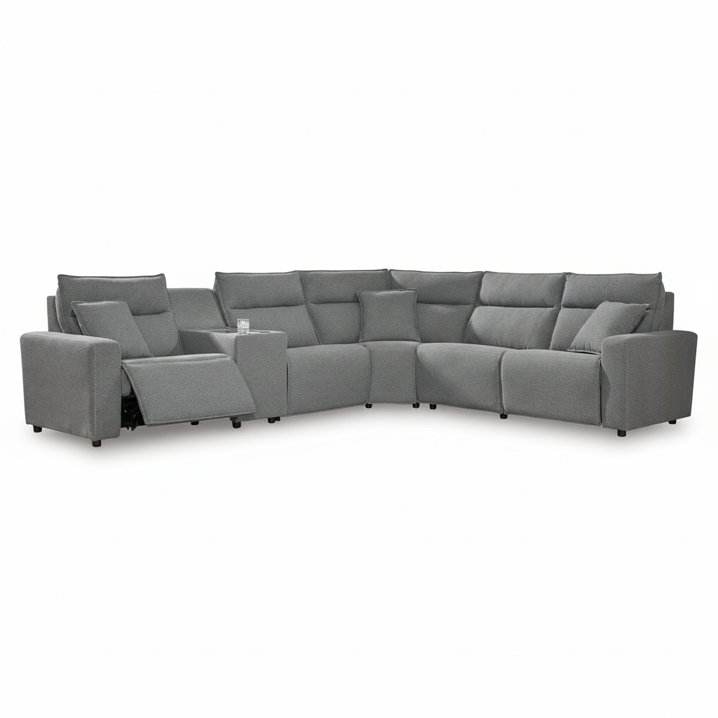Modmax II Stone 6-Piece Power Reclining Sectional | Modular Performance Sofa | MidinMod