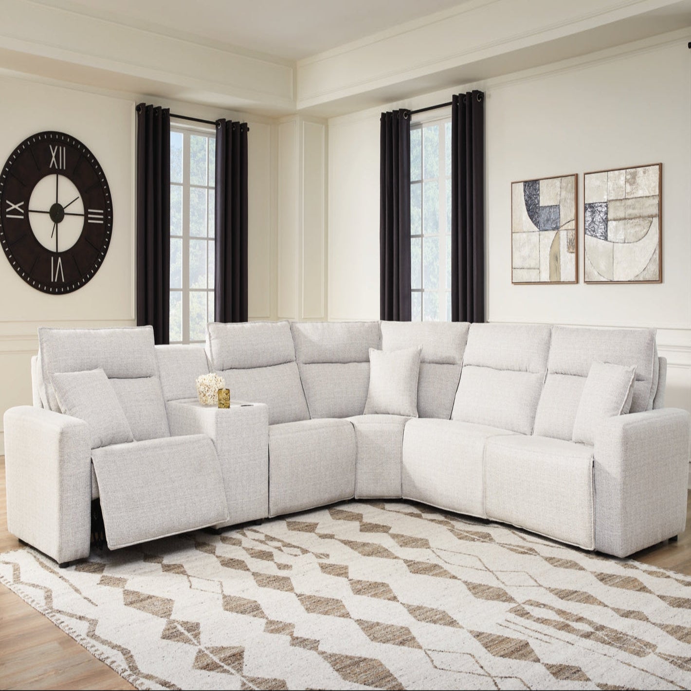 Modmax II White 6-Piece Reclining Sectional with Console