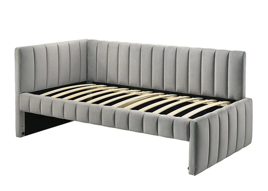 Nardi Light Gray Twin Daybed with Trundle | Contemporary Velvet-Like Upholstered Daybed | MidinMod
