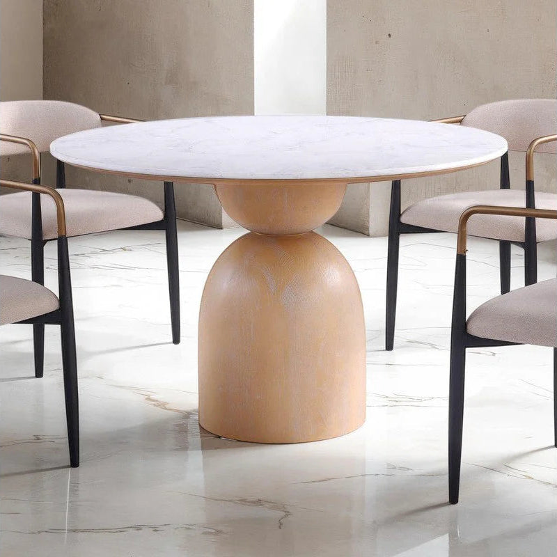 Neasden Natural and White Dining Table | Modern Engineered Stone Dining Table | MidinMod