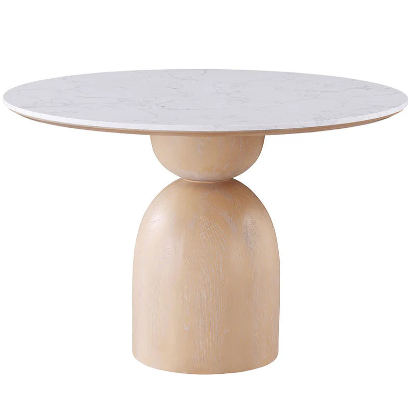 Neasden Natural and White Dining Table | Modern Engineered Stone Dining Table | MidinMod