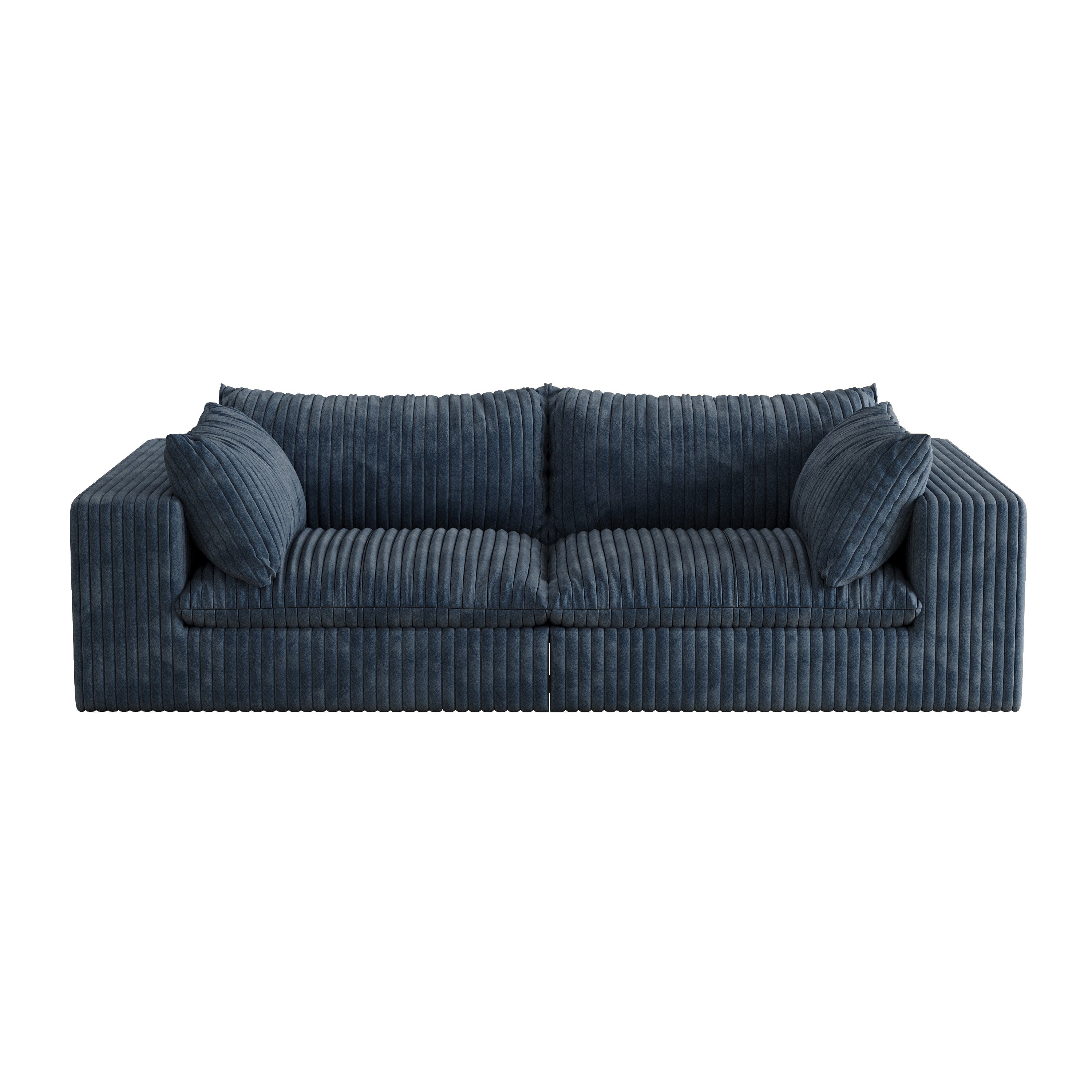 Norre Blue Modular Fabric Sofa with Feather-Filled Cushions and Sponge Support - MidinMod
