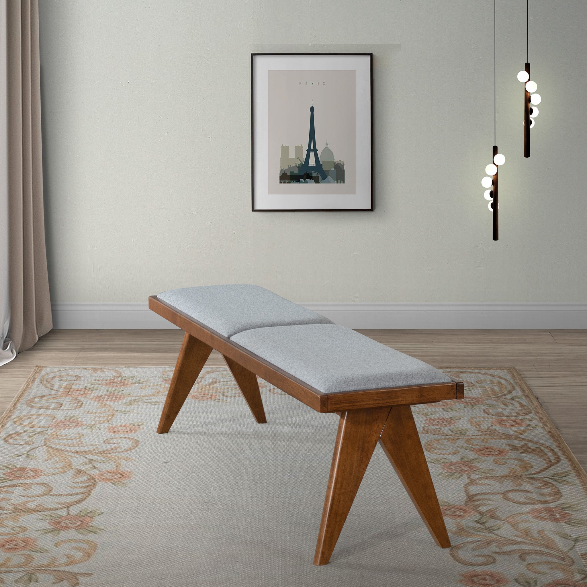 Kora Grey Fabric Bench - MidinMod