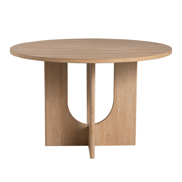 Oberto Natural Round Dining Table | Modern Pedestal Wooden Dining Table | MidinMod