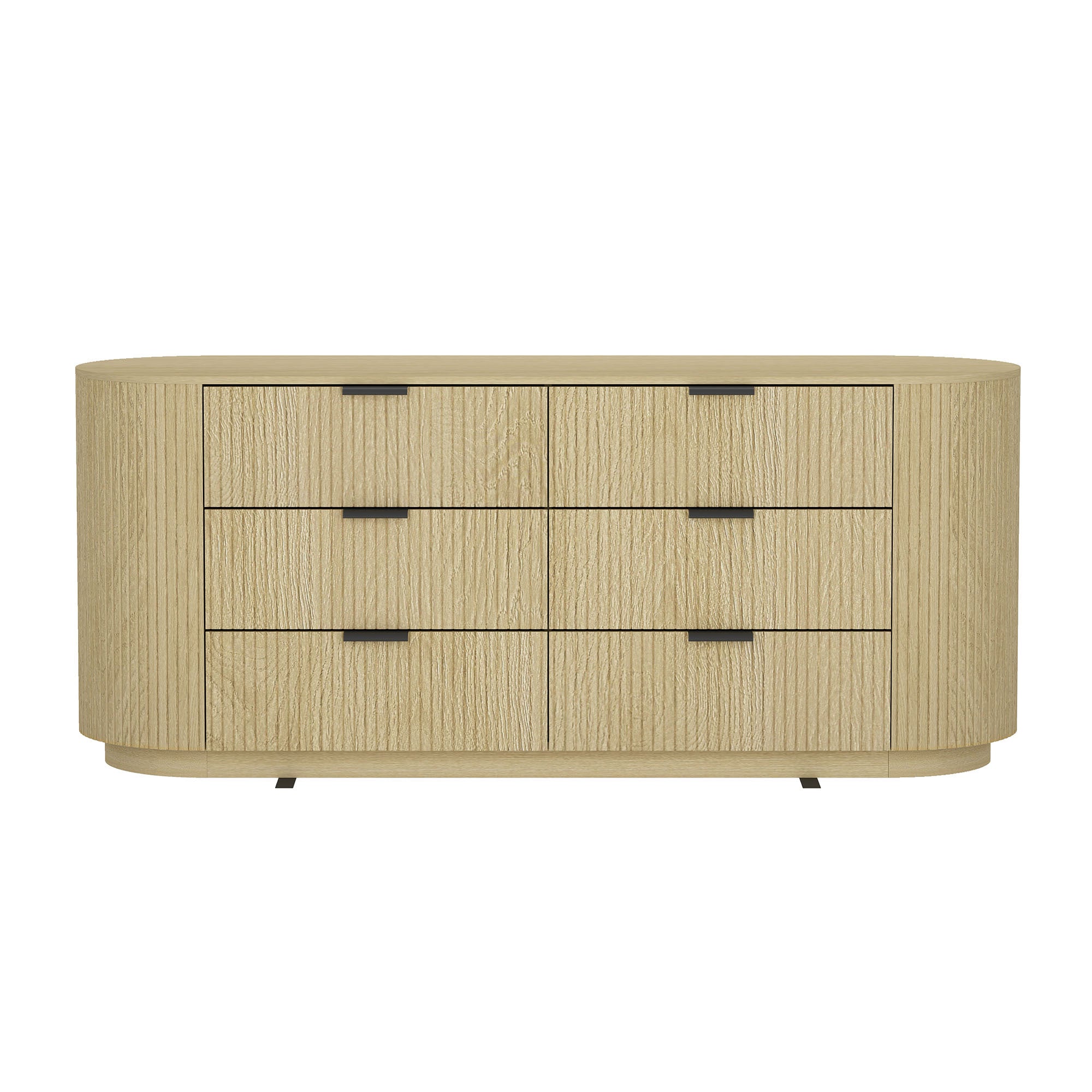 Olivia 71.3" Natural Oak & Gold Double Dresser | Modern Solid Wood Storage Chest | MidinMod