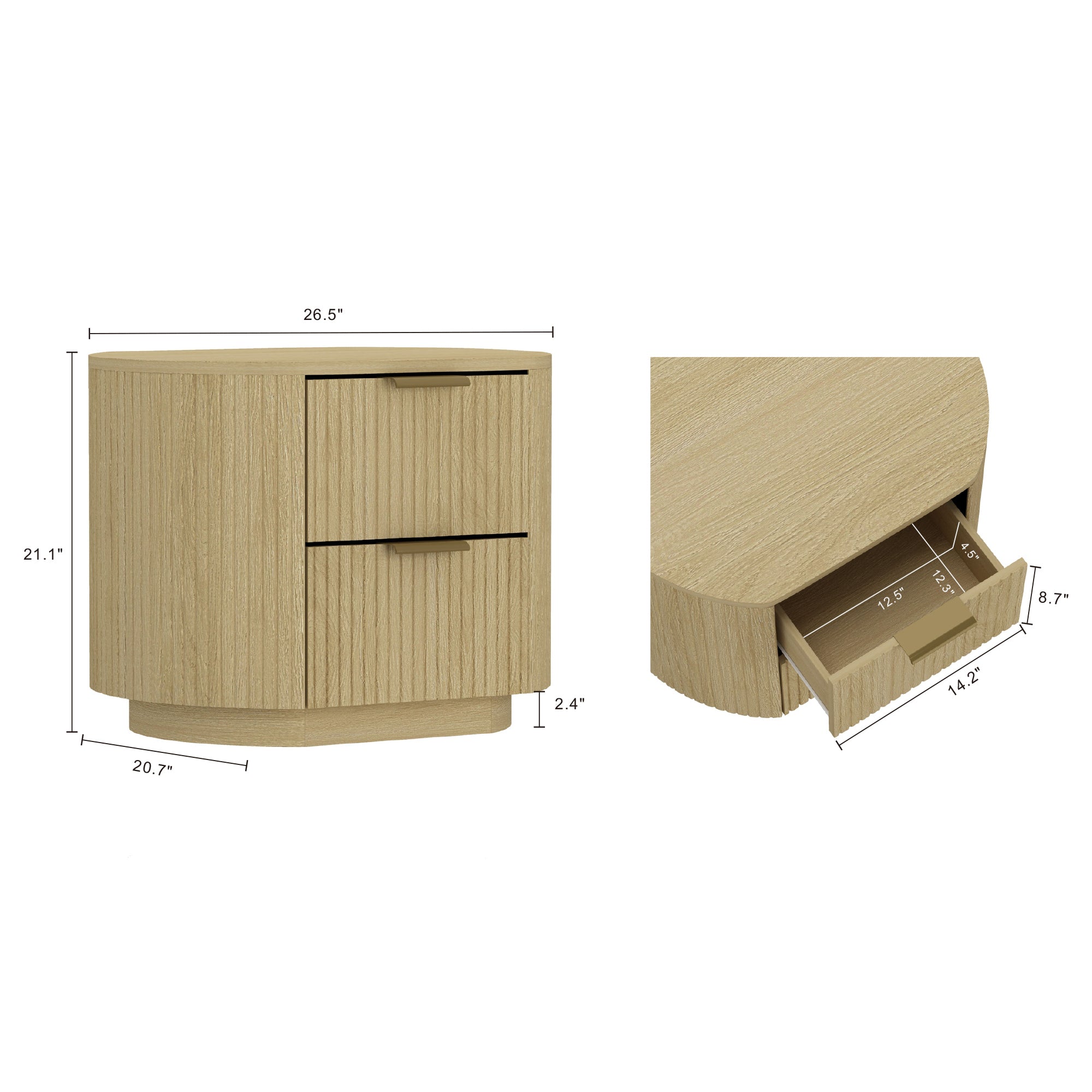 Olivia Natural Oak Nightstand | Modern Solid Wood Bedside Table | MidinMod