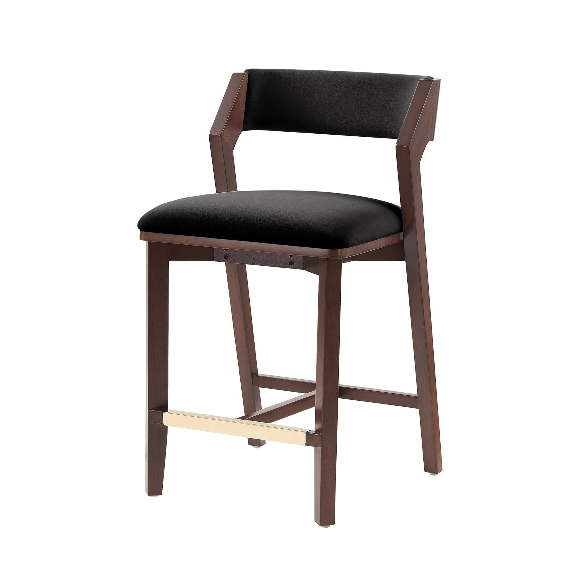 Patricia Velvet Counter Stool with Backrest - Black | MidinMod