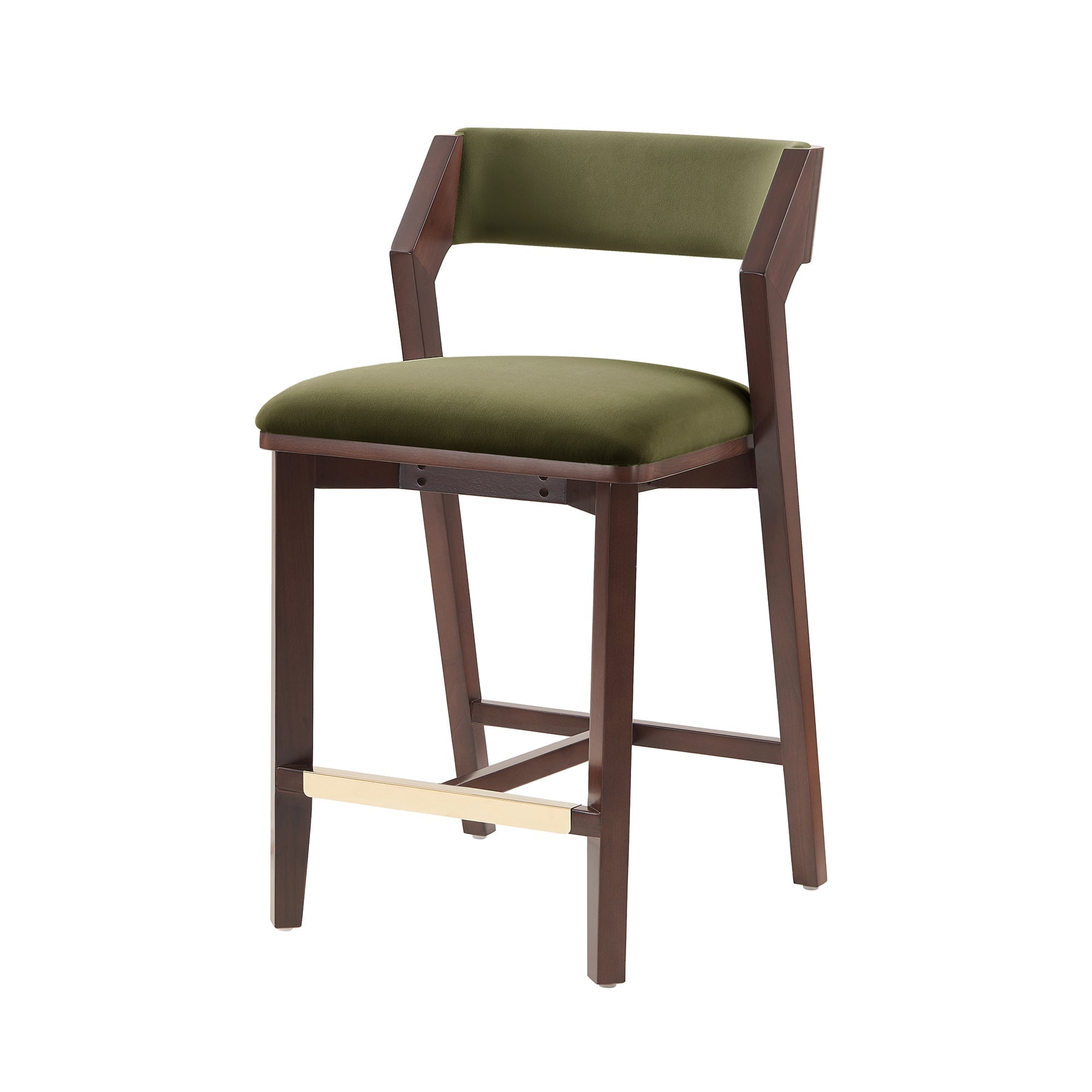 Patricia Velvet Counter Stool with Backrest - Turtle Green | MidinMod