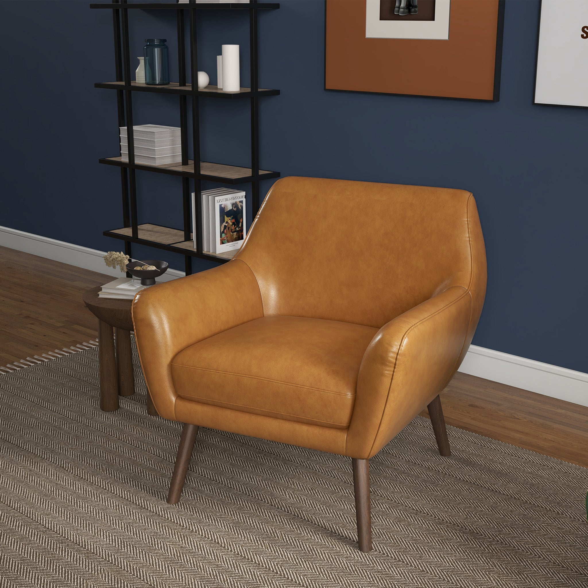Penny Tan Leather Lounge Chair - MidinMod